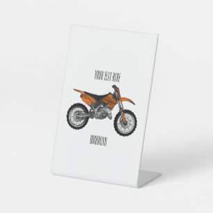 Dirt bike off-road motorcycle / motocross cartoon pedestal sign