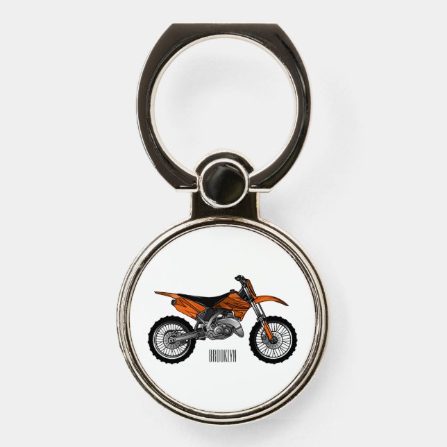 Dirt bike off-road motorcycle / motocross cartoon phone ring stand (Front)
