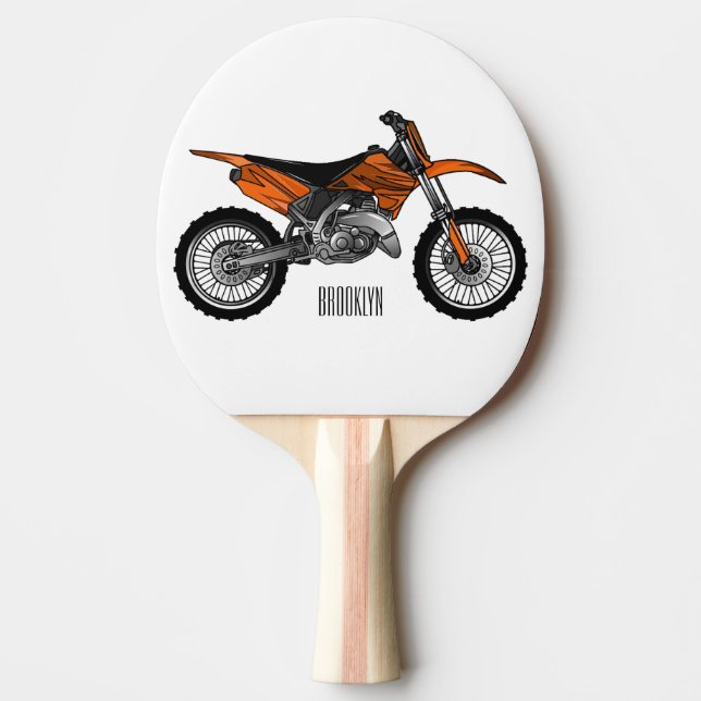 Dirt bike off-road motorcycle / motocross cartoon ping pong paddle (Front)