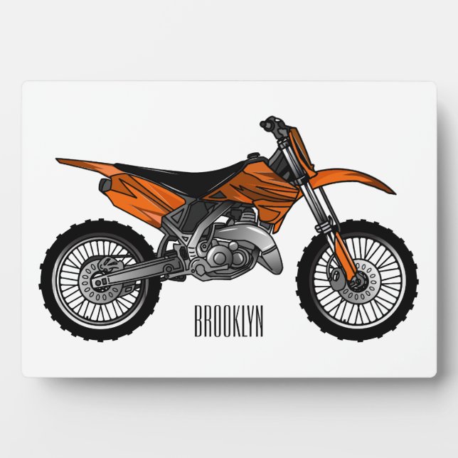 Dirt bike off-road motorcycle / motocross cartoon plaque (Front)