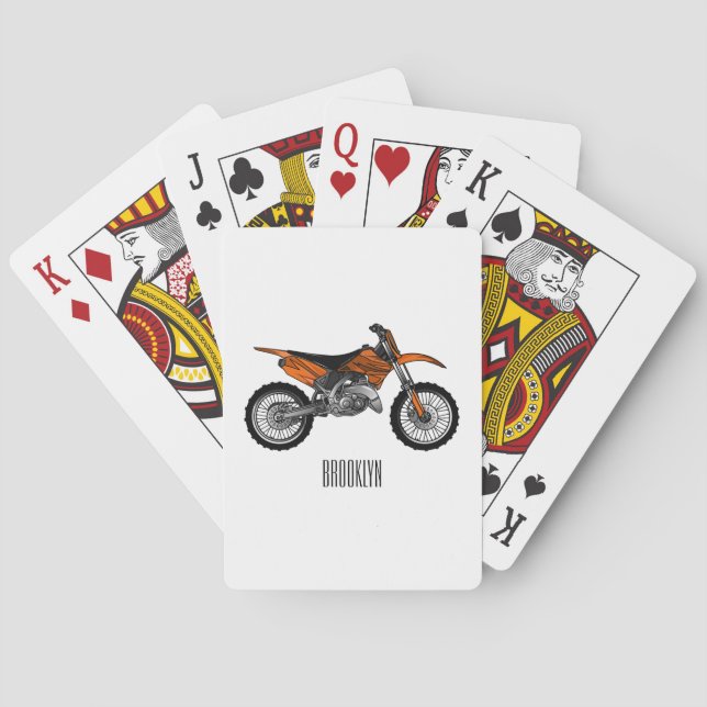 Dirt bike off-road motorcycle / motocross cartoon poker cards (Back)