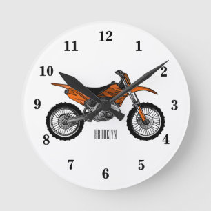 Dirt bike off-road motorcycle / motocross cartoon round clock