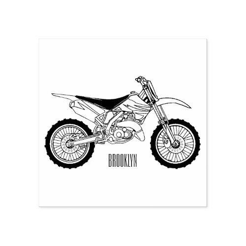 Dirt bike off_road motorcycle  motocross cartoon rubber stamp