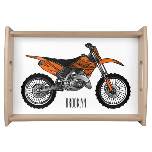 Dirt bike off_road motorcycle  motocross cartoon serving tray