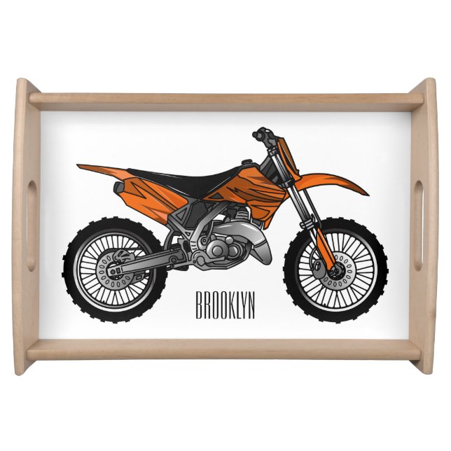 Dirt bike off-road motorcycle / motocross cartoon serving tray (Front)