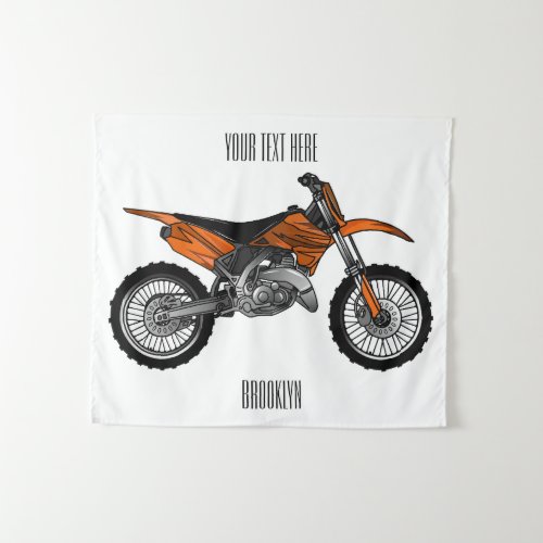 Dirt bike off_road motorcycle  motocross cartoon tapestry