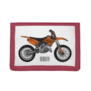 Dirt bike off-road motorcycle / motocross cartoon trifold wallet