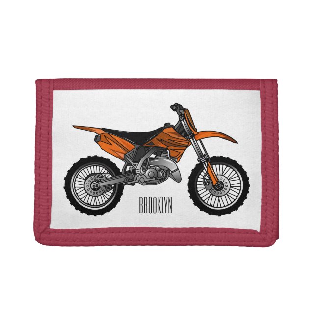 Dirt bike off-road motorcycle / motocross cartoon  trifold wallet (Front)