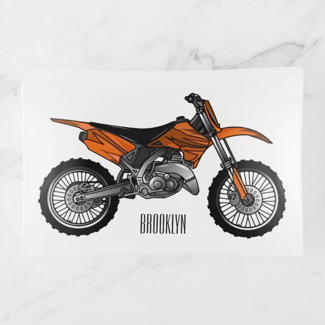 Dirt bike off-road motorcycle / motocross cartoon trinket tray (Front)