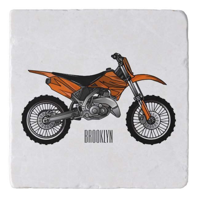 Dirt bike off-road motorcycle / motocross cartoon trivet (Front)