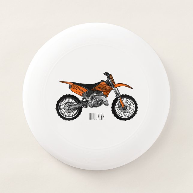 Dirt bike off-road motorcycle / motocross cartoon Wham-O frisbee (Front)