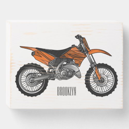 Dirt bike off_road motorcycle  motocross cartoon  wooden box sign