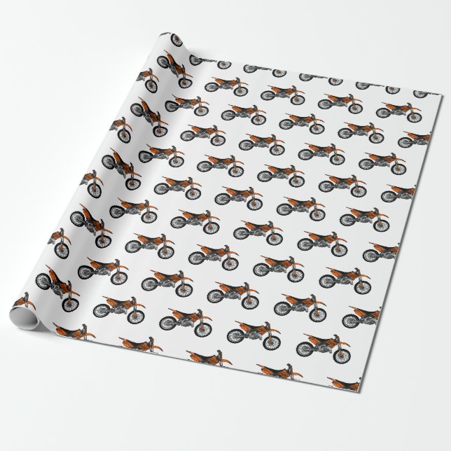 Dirt bike off-road motorcycle / motocross cartoon wrapping paper (Unrolled)