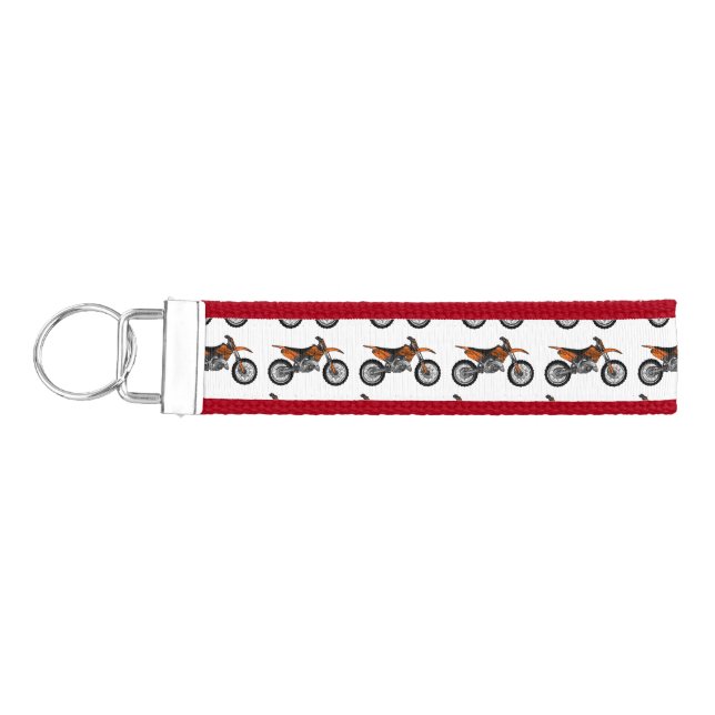 Dirt bike off-road motorcycle / motocross cartoon wrist keychain (Keys on Left)