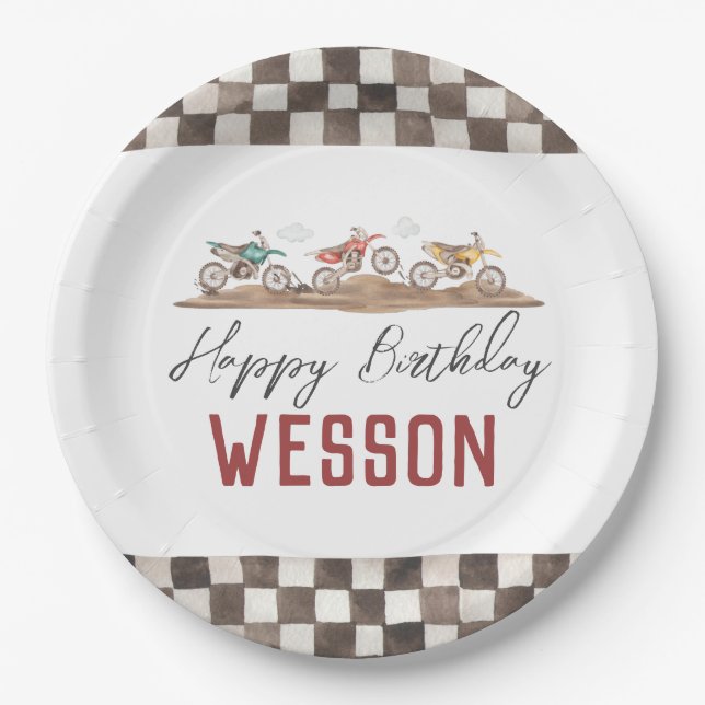 Dirt Bike Party Plates, Motorcycle Plates (Front)