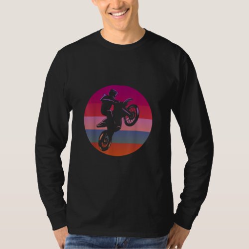 Dirt Bike Pink Sunset Retro M T_Shirt