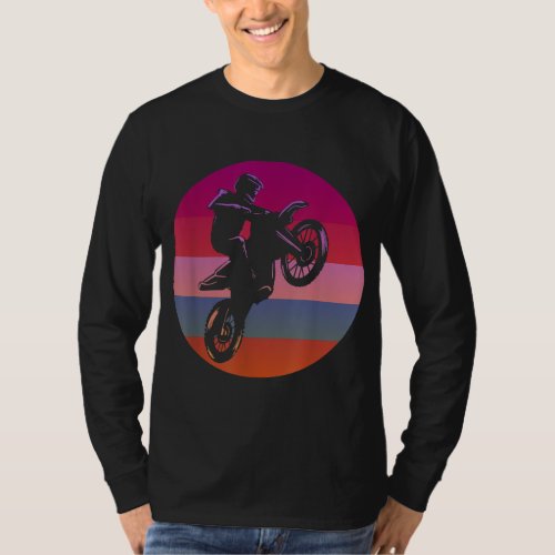 Dirt Bike Pink Sunset Retro Motocross Motorcycle R T_Shirt