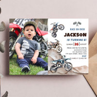Dirt Bike Race Boy Birthday Party Photo Invitation