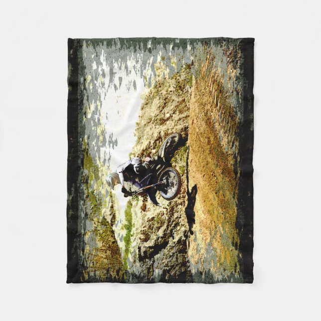 Dirt-Bike Racer - Motocross Race Fleece Blanket (Front)