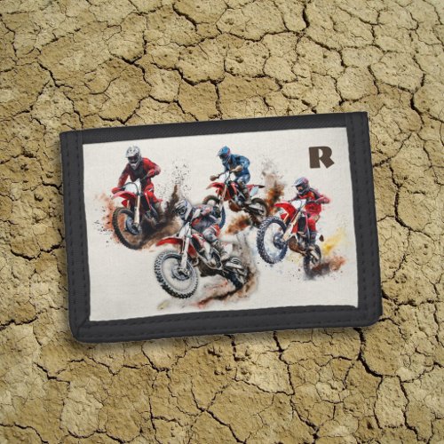 Dirt Bike Racing Motocross Boys Trifold Wallet