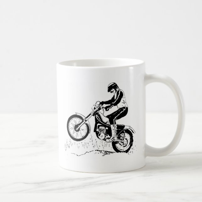 Dirt Bike Racing Motorcycle Bike Rider Black White Coffee Mug (Right)