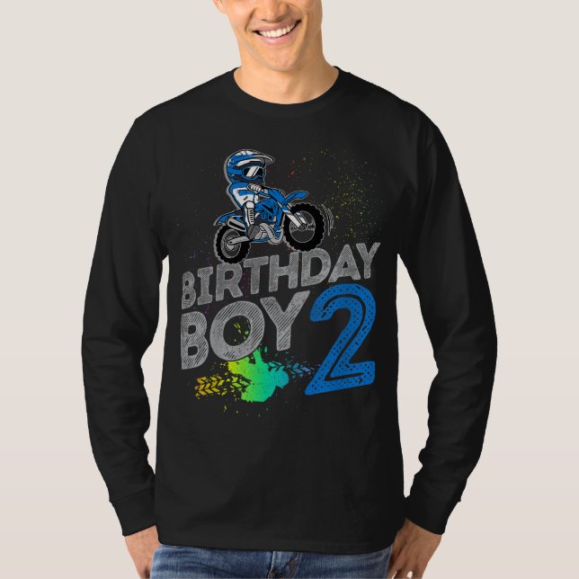 Dirt Bike Rider 2 Years Old Motocross 2nd Birthday T-Shirt (Front)