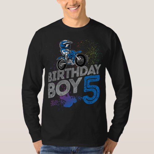 Dirt Bike Rider 5 Years Old Motocross 5th Birthday T_Shirt