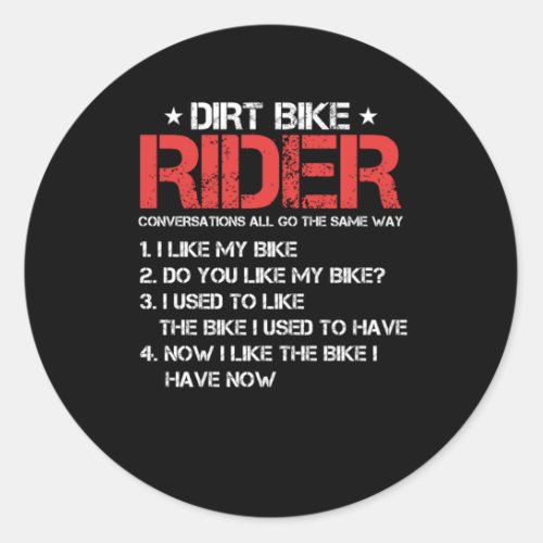 Dirt Bike Rider Motocross Motorcycle Motorbike Gif Classic Round Sticker