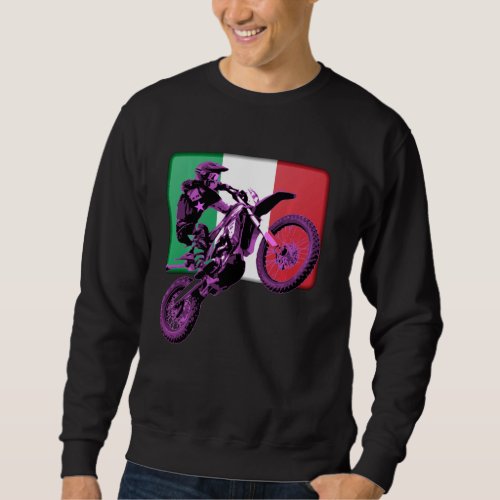 Dirt Bike Rider Motorbike Retro Racer Italy Flag M Sweatshirt
