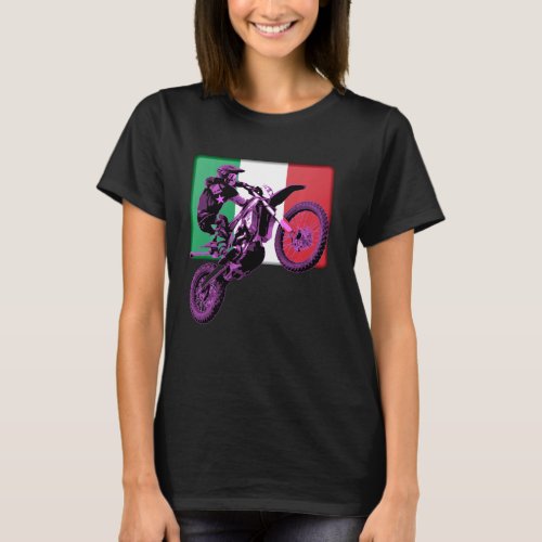Dirt Bike Rider Motorbike Retro Racer Italy Flag M T_Shirt