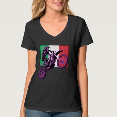 Dirt Bike Rider Motorbike Retro Racer Italy Flag M T_Shirt