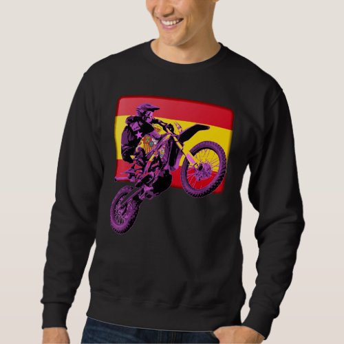 Dirt Bike Rider Motorbike Retro Racer Spain Flag M Sweatshirt