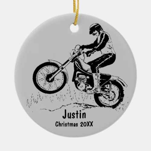 Dirt Bike Rider Ornament silver gray