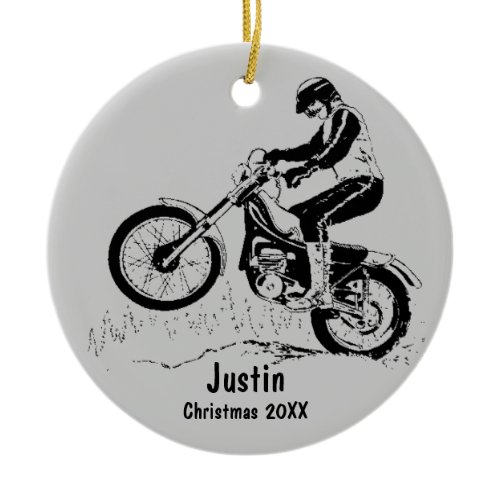 Dirt Bike Rider Ornament (silver gray)
