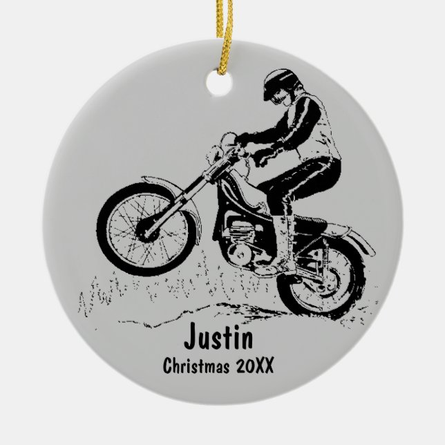 Dirt Bike Rider Ornament (silver gray) (Front)