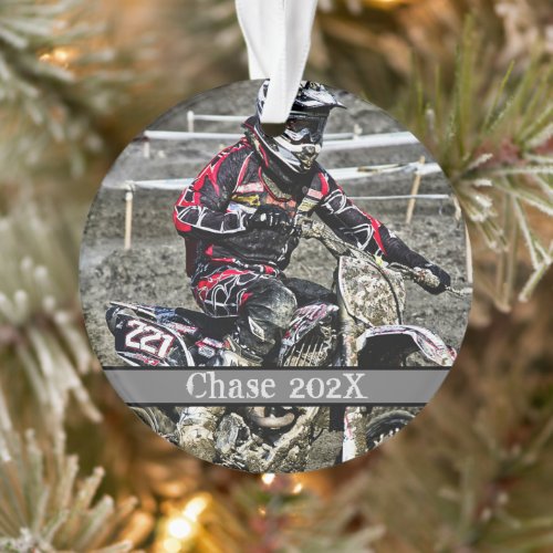 Dirt Bike Rider Photo Keepsake Christmas  Ornament
