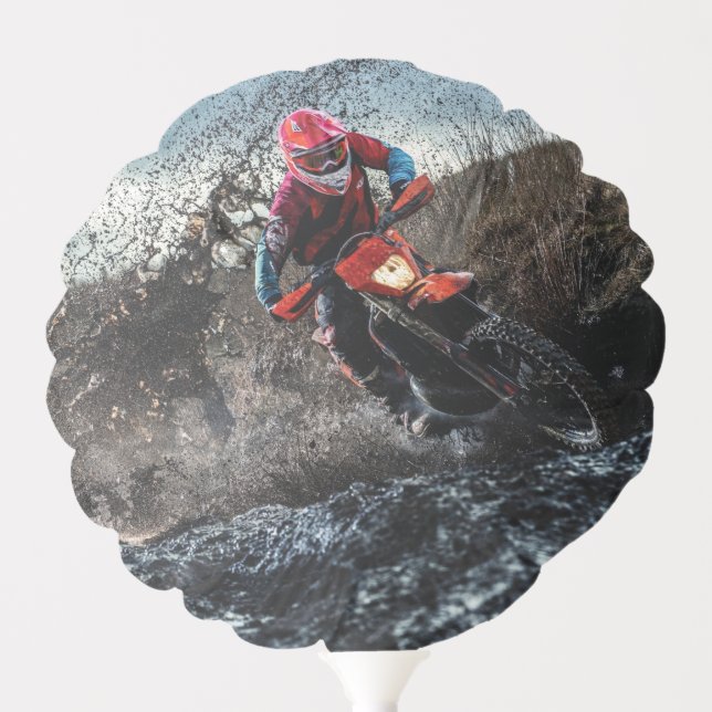 Dirt bike rider throw pillow balloon (Front)