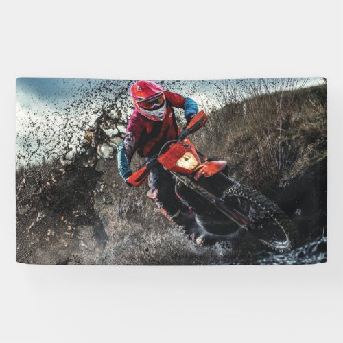 Dirt bike rider throw pillow banner