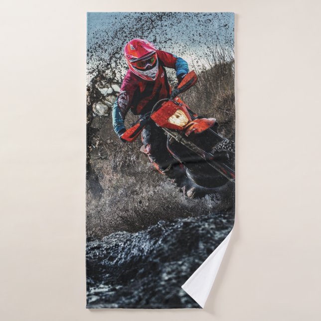 Dirt bike rider throw pillow bath towel (Bath Towel)