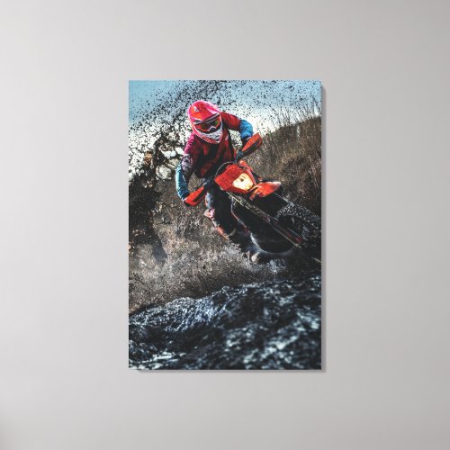 Dirt bike rider throw pillow canvas print