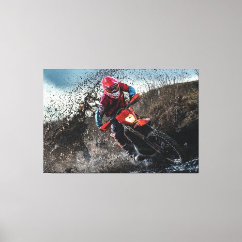 Dirt bike rider throw pillow canvas print