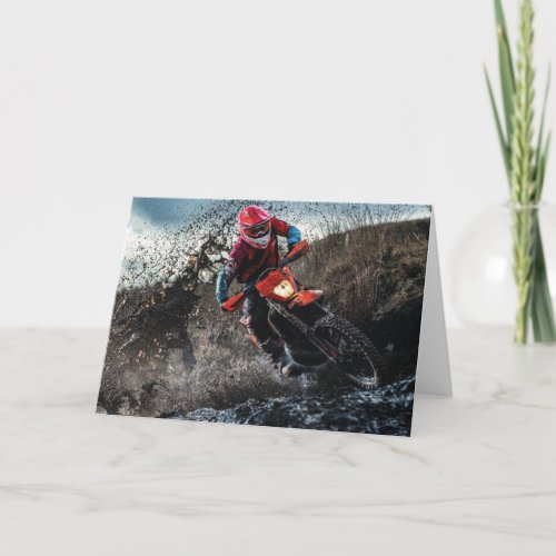 Dirt bike rider throw pillow card