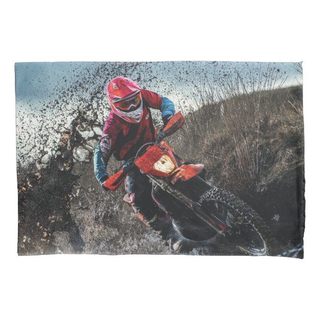 Dirt bike rider throw pillow case (Front)