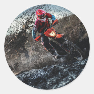 Dirt bike rider throw pillow classic round sticker