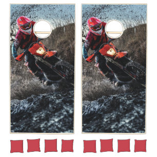 Dirt bike rider throw pillow cornhole set