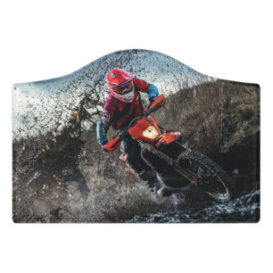 Dirt bike rider throw pillow door sign