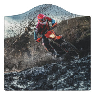 Dirt bike rider throw pillow door sign