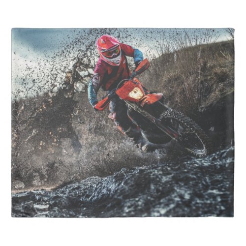 Dirt bike rider throw pillow duvet cover