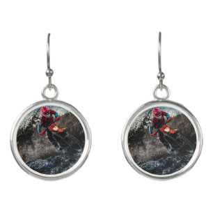 Dirt bike rider throw pillow earrings