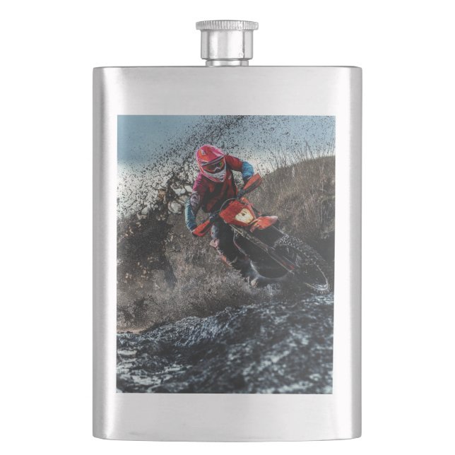 Dirt bike rider throw pillow flask (Front)